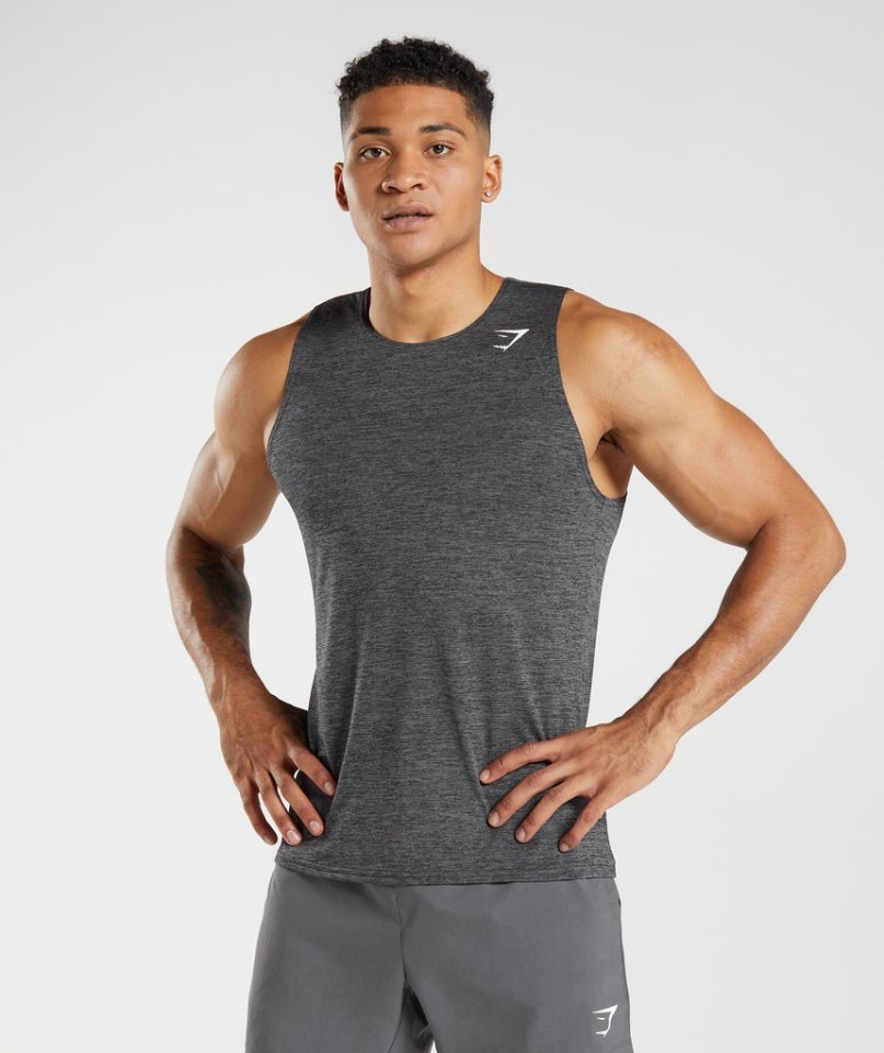 Podkoszulki Gymshark Arrival Slim Marl Męskie Czarne | PL 890ORS